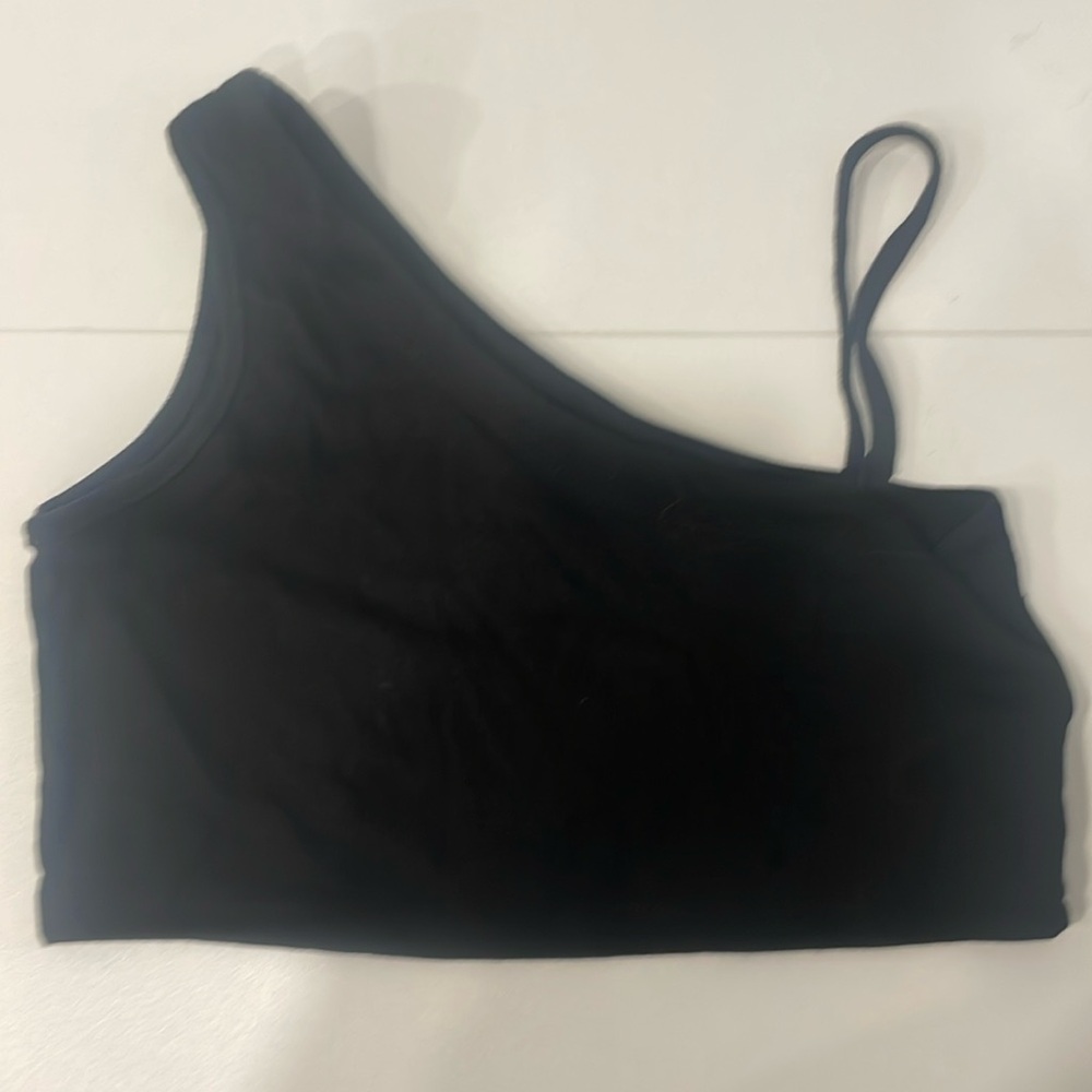 uneven black tank top
